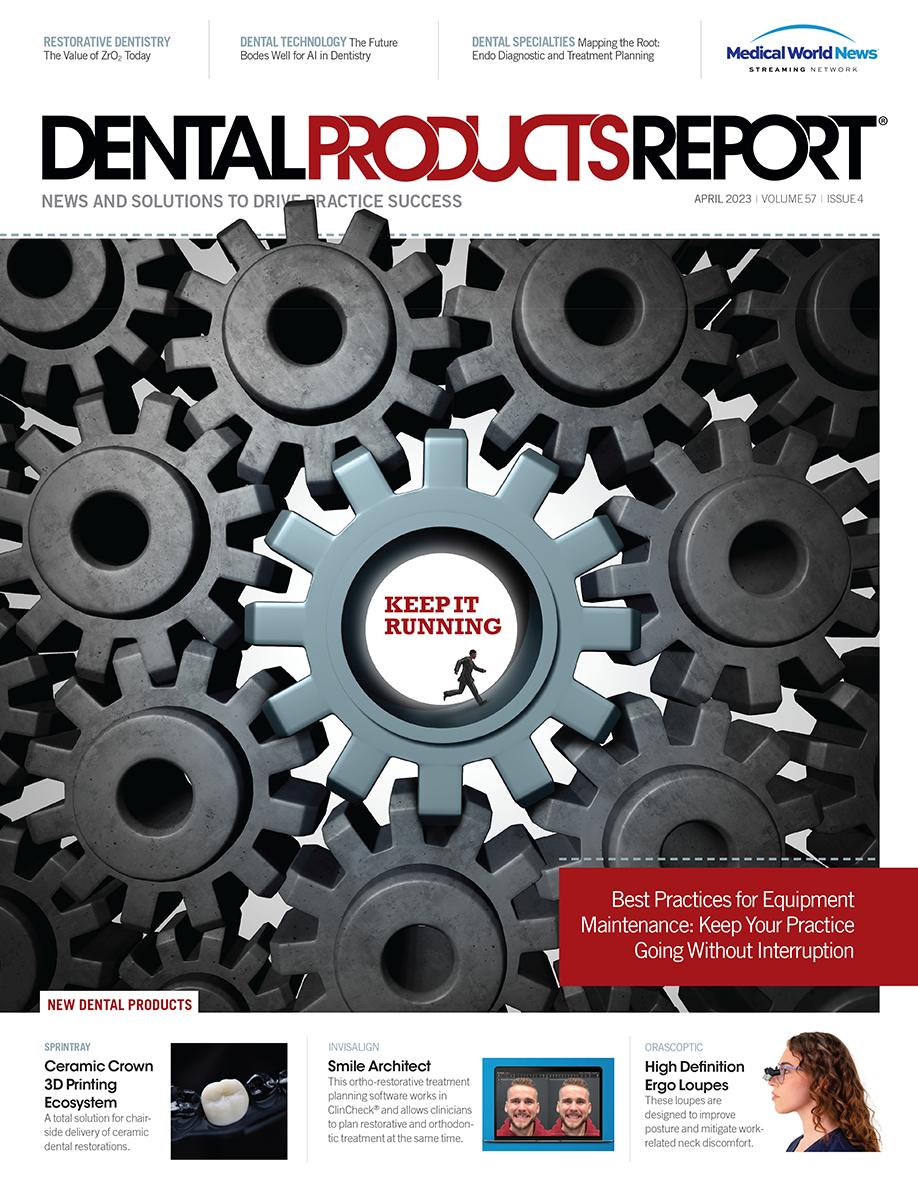 Dental Products Report April 2023 issue cover - Keep It Running